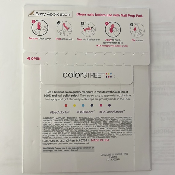 Color Street Nail Strips - 100% Real Nail Polish NEW - Midnight In Manhattan - Picture 3 of 3